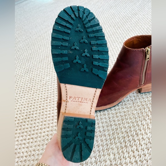 Patina Leather Ankle Boots Women’s Size 8.5 Brown Zip Booties boots EU40 - Picture 5 of 8